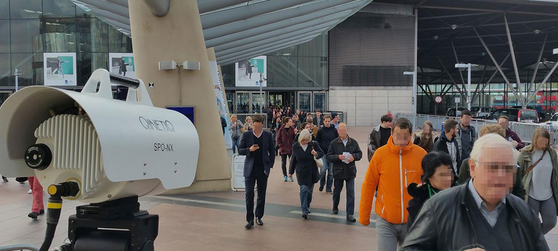 Security screening using SPO NX stand off threat detection outside venue while people file in