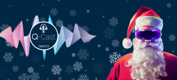 Christmas Cracker - Immersive Tech podcast. Santa wearing VR goggles.