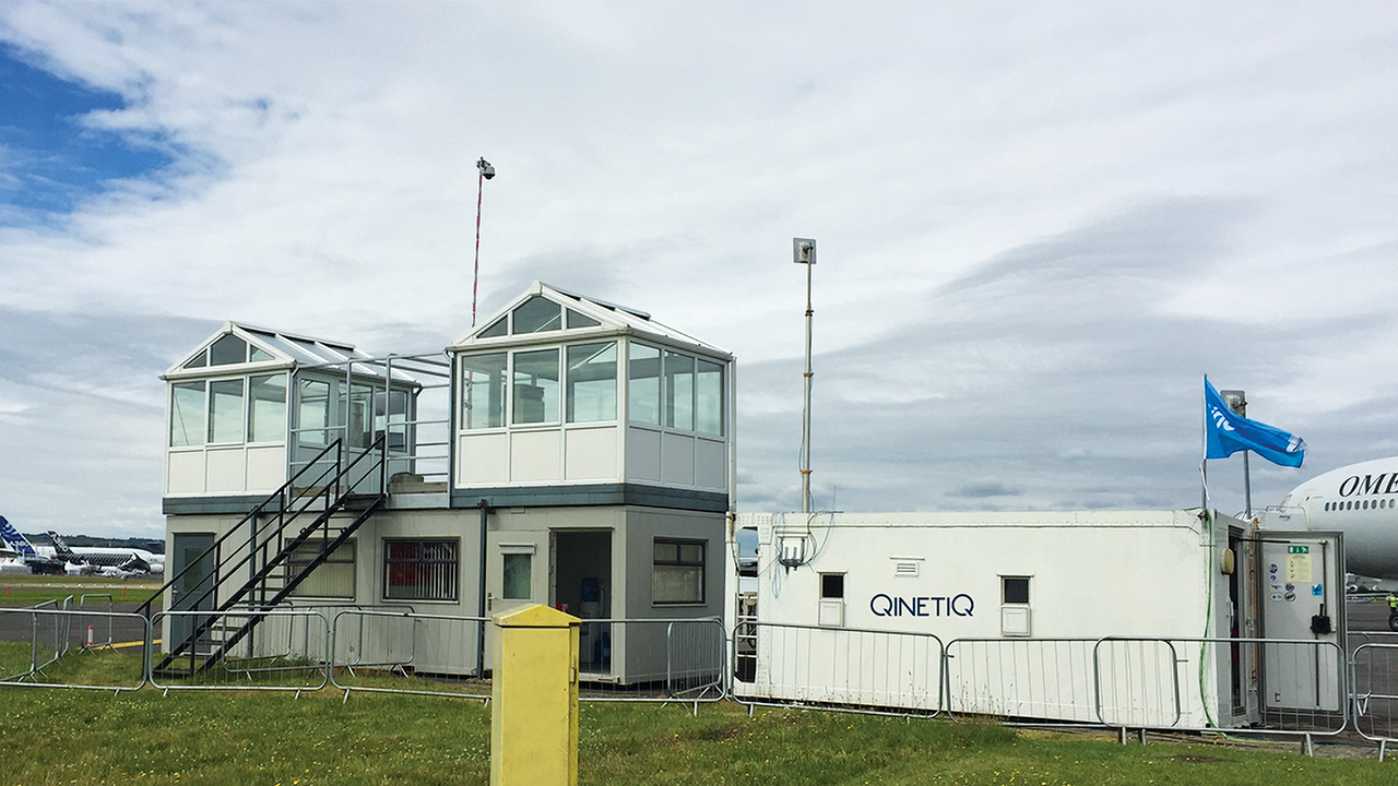 Farnborough International Airshow 2018 outside view of QinetiQ chalet