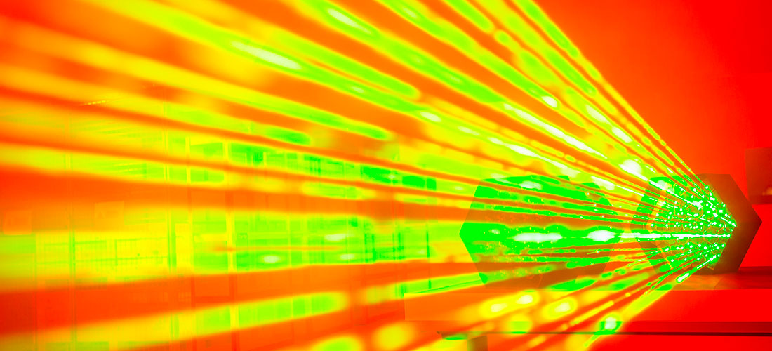 UK leading the way in weapons innovation image depicting lasers being emitted against red background