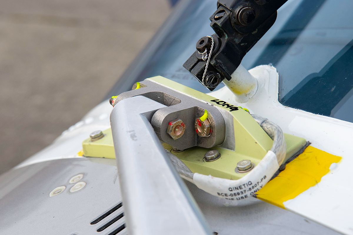 Titanium bracket fitted on Agusta A109