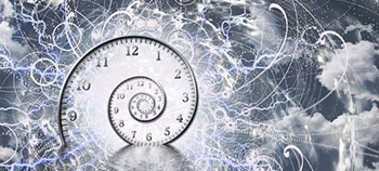 graphic of a shell shaped clock