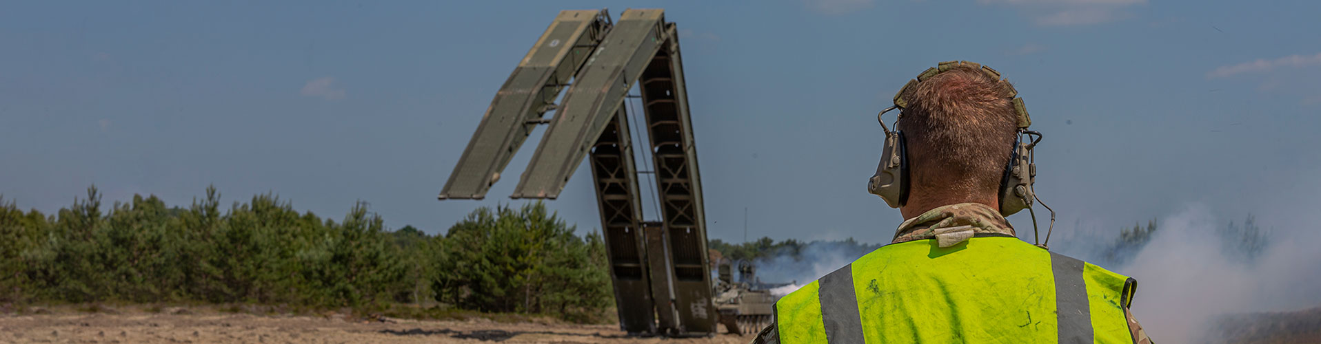 Engineer testing equipment at Hurn Proving Ground