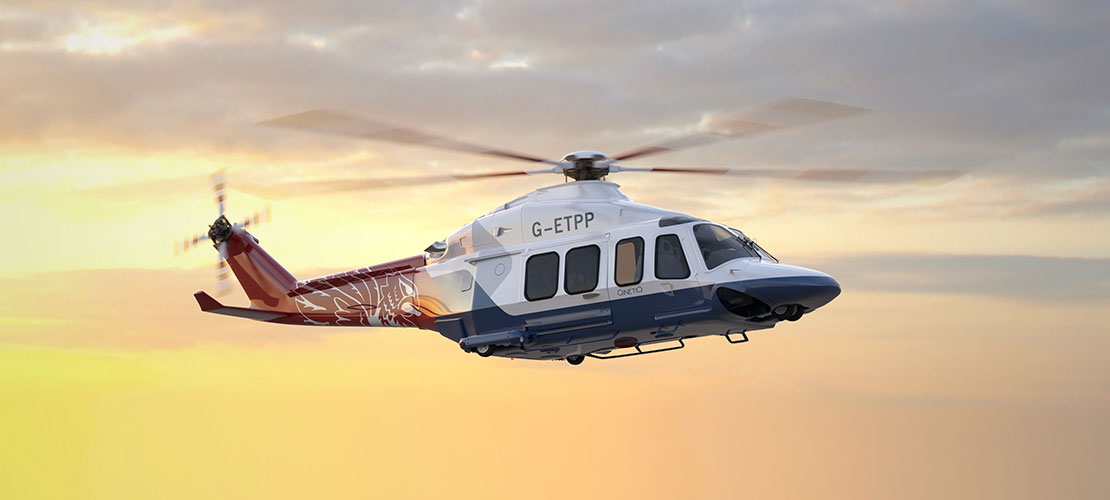 Helicopter in the air