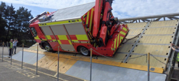 Fire Engine on Tilt Platform at Hurn Proving Ground