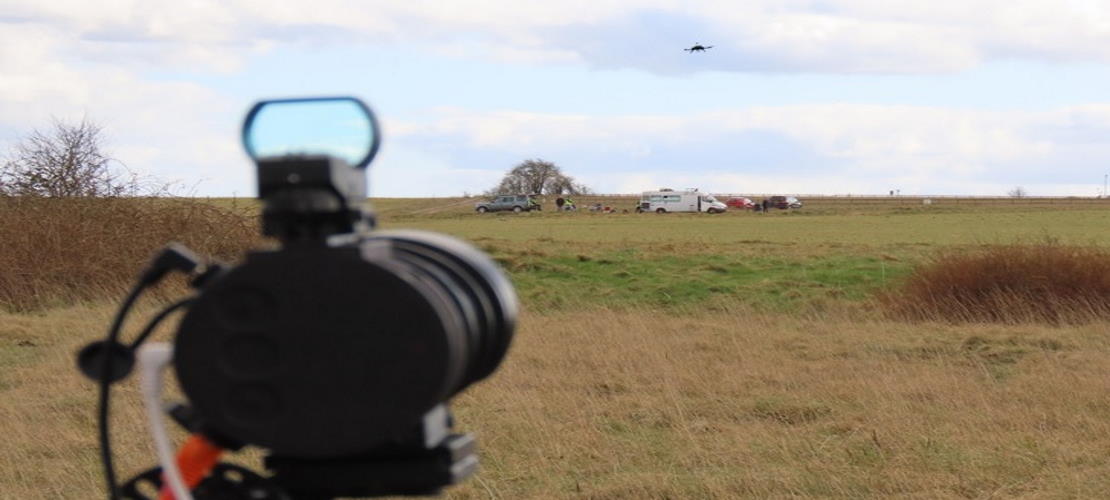 world’s first demonstration of a laser controlled drone during flight