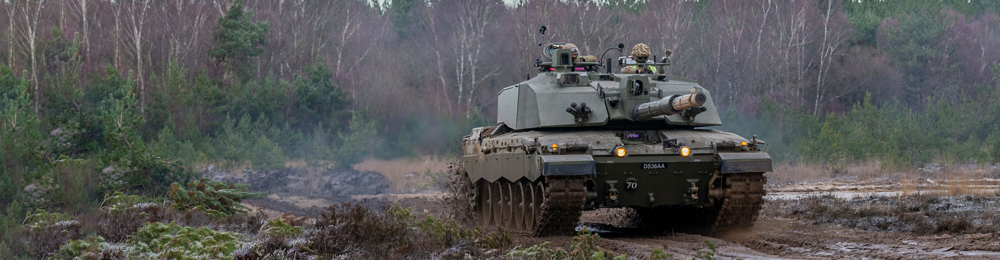 Tank operating on a track at Hurn Proving Ground