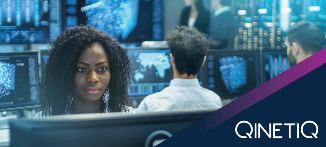 Woman looking at cyber screen