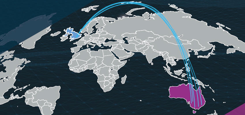 World map highlighting Australia presence