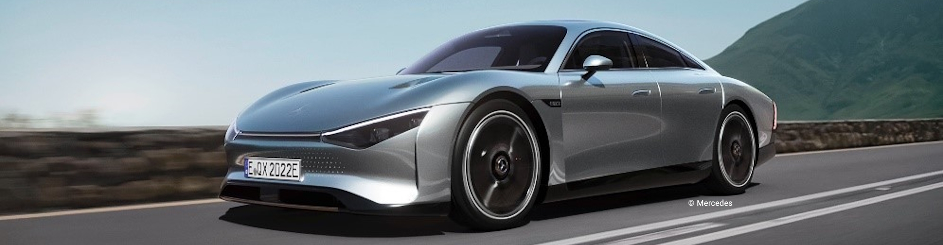 Mercedes car on an open country road. (Image copyright Mercedes)