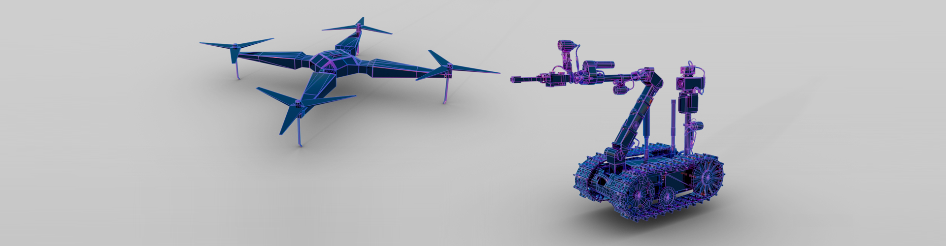 Graphical depiction of a drone and a tactical robot