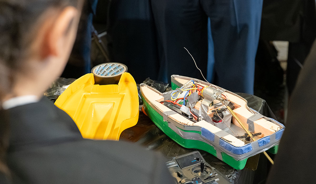 QinetiQ's powerboat from the 2026 challenge at the Ocean Basin facility at the Haslar Marine Technology Park.