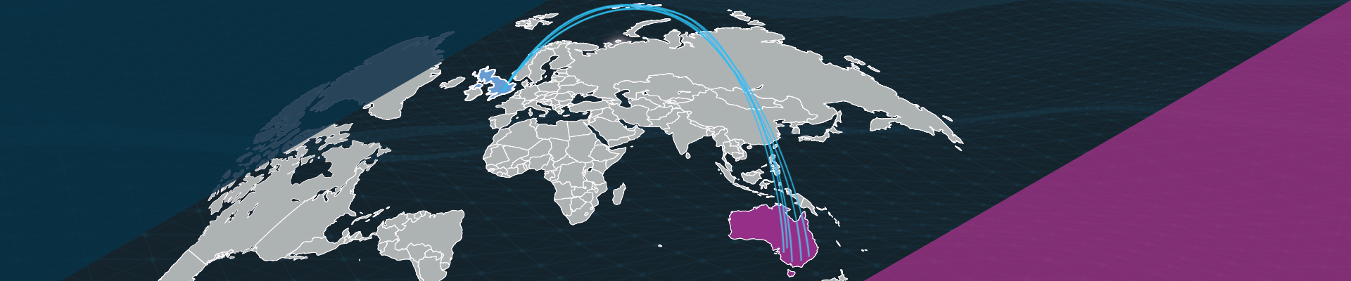 World map highlighting Australia presence