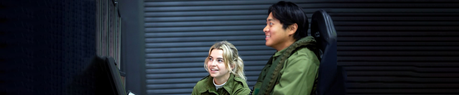 Pilots carrying out flight simulation training