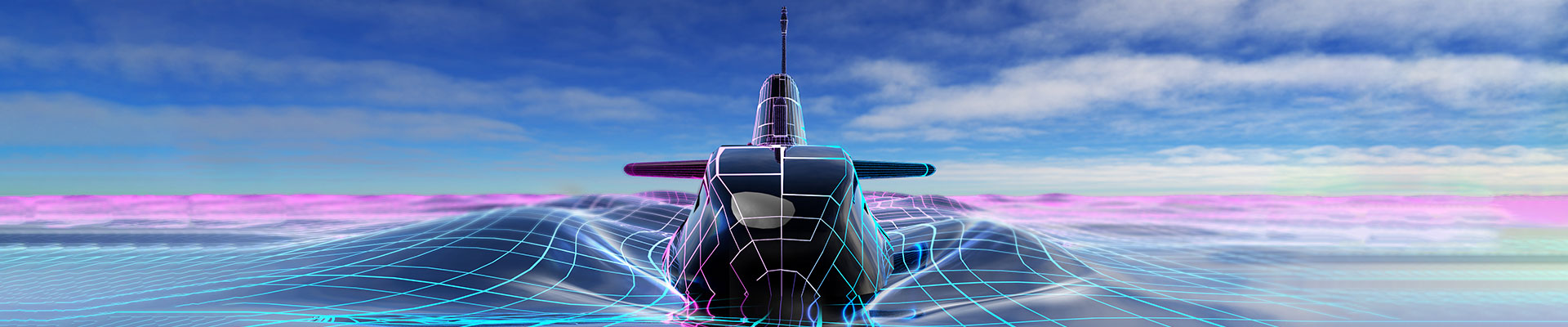 Graphic of submarine rising out of water