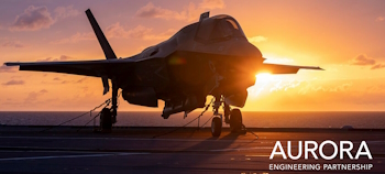 F35 aircraft on the deck of an aircraft carrier at sunrise/sunset