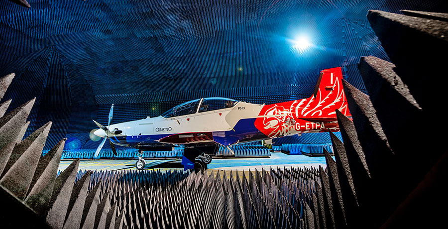 PC-21 aircraft in anechoic chamber