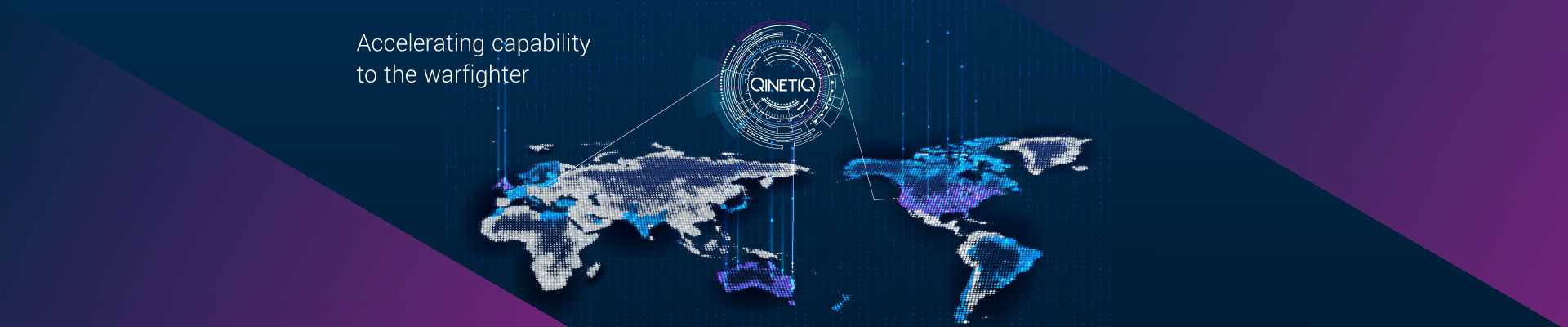 Graphic of the world map pinpointing QinetiQ locations