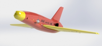 Banshee Jet 80 Plus Target in US Army livery red and yellow in flight