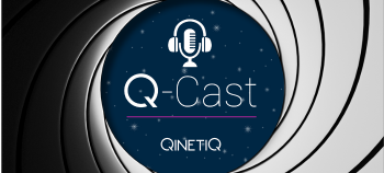 Q-Cast logo in Bond-style barrel